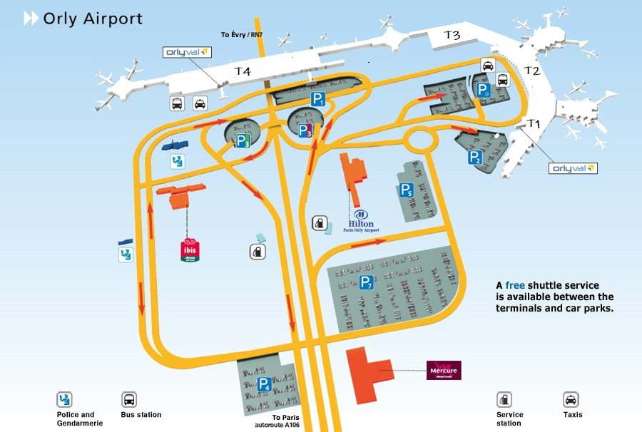 Párizs Orly Repülőtér térképe